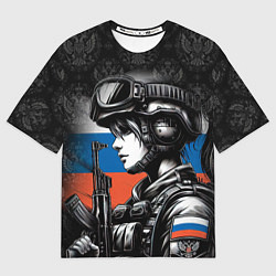Мужская футболка оверсайз Русская военная девушка