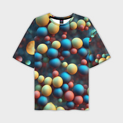 Мужская футболка оверсайз Разноцветные шарики молекул