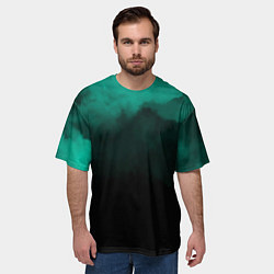 Футболка оверсайз мужская Зелёный туман на чёрном, цвет: 3D-принт — фото 2