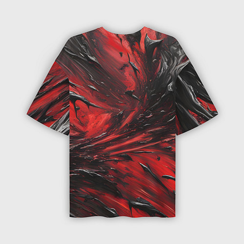 Мужская футболка оверсайз Чёрная и красная субстанция / 3D-принт – фото 2