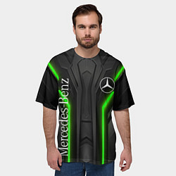 Футболка оверсайз мужская Мерседес неон геометрия, цвет: 3D-принт — фото 2