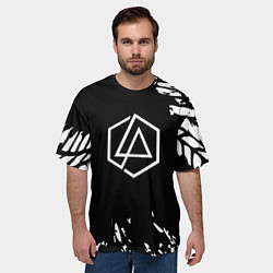Футболка оверсайз мужская Linkin park краски текстура рок, цвет: 3D-принт — фото 2