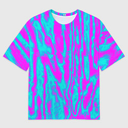 Футболка оверсайз мужская Абстрактные полосы неоновый, цвет: 3D-принт