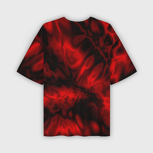 Мужская футболка оверсайз Абстракция красный шёлк / 3D-принт – фото 2
