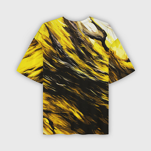 Мужская футболка оверсайз Чёрная и жёлтая буря / 3D-принт – фото 2
