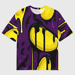 Футболка оверсайз мужская Желтые яркие пятна краски на фиолетовом, цвет: 3D-принт