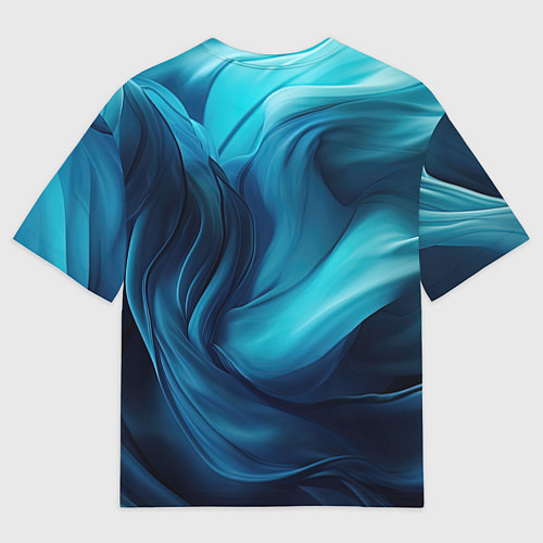 Мужская футболка оверсайз Синяя абстракция в виде волн / 3D-принт – фото 2