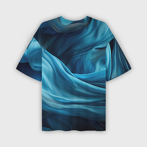 Мужская футболка оверсайз Синяя абстрактная волнистая ткань / 3D-принт – фото 2