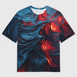 Мужская футболка оверсайз Яркая волнистая абстракция