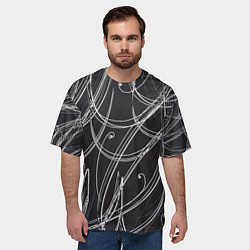 Футболка оверсайз мужская Черно-белые завитки, цвет: 3D-принт — фото 2