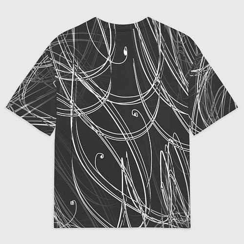 Мужская футболка оверсайз Черно-белые завитки / 3D-принт – фото 2