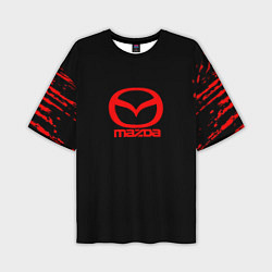Мужская футболка оверсайз Mazda краски красные штрихи