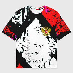 Футболка оверсайз мужская Россия краски текстура, цвет: 3D-принт