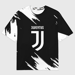 Футболка оверсайз мужская Juventus краски текстура, цвет: 3D-принт