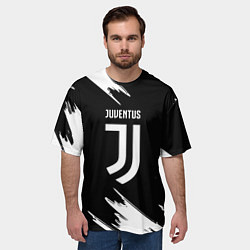 Футболка оверсайз мужская Juventus краски текстура, цвет: 3D-принт — фото 2