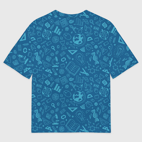 Мужская футболка оверсайз Школьный синий паттерн / 3D-принт – фото 2