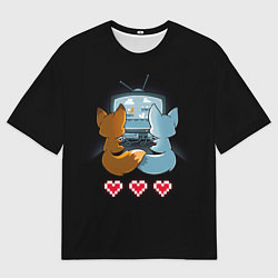 Мужская футболка оверсайз Лисья геймерская любовь