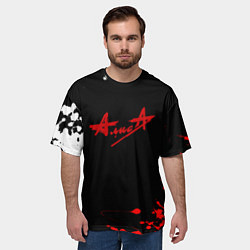 Футболка оверсайз мужская Алиса краски текстура рок, цвет: 3D-принт — фото 2