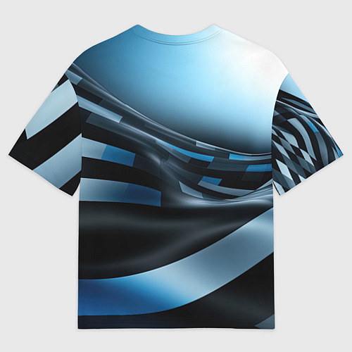 Мужская футболка оверсайз Черно-синий абстрактный спортивный стиль / 3D-принт – фото 2