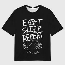 Мужская футболка оверсайз Поесть - поспать - повторить