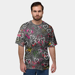 Футболка оверсайз мужская Серое сердце, цвет: 3D-принт — фото 2