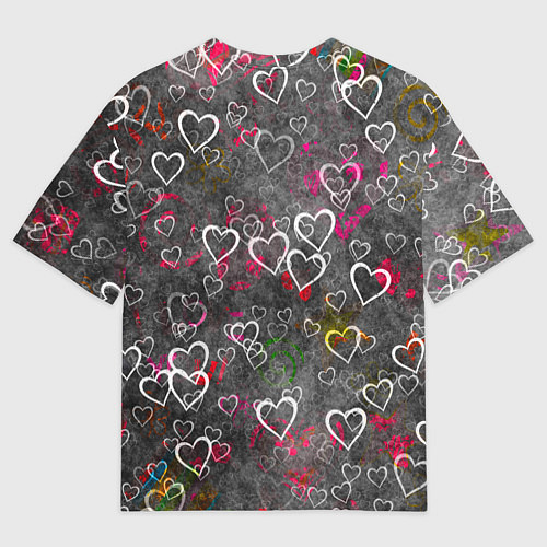 Мужская футболка оверсайз Серое сердце / 3D-принт – фото 2