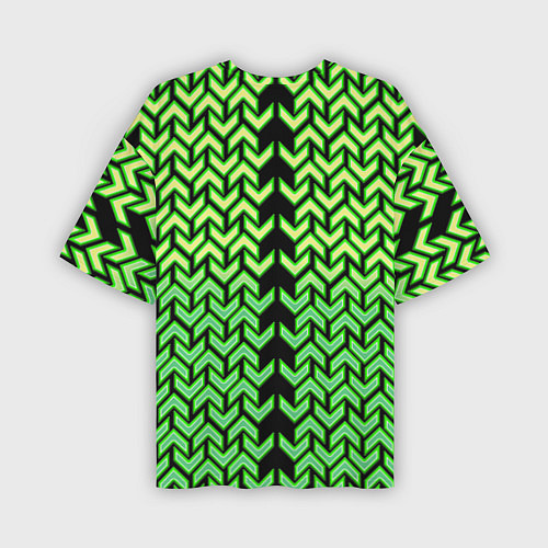 Мужская футболка оверсайз Зелёные стрелки на чёрном фоне киберпанк / 3D-принт – фото 2