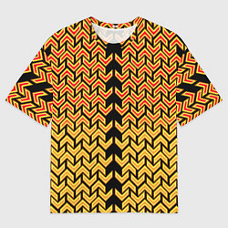 Футболка оверсайз мужская Золотые стрелки на чёрном фоне киберпанк, цвет: 3D-принт