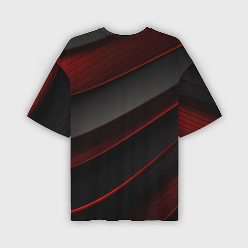 Мужская футболка оверсайз Красная абстракция с черными линиями / 3D-принт – фото 2