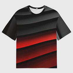 Футболка оверсайз мужская Черно-красный объемный градиент, цвет: 3D-принт