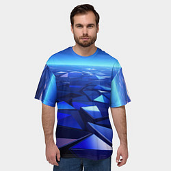 Футболка оверсайз мужская Синие объемные блестящие плиты, цвет: 3D-принт — фото 2