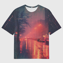 Мужская футболка оверсайз Ночные городские огни
