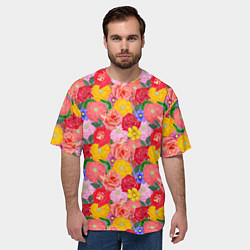 Футболка оверсайз мужская Летний цветочный фон, цвет: 3D-принт — фото 2