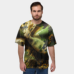 Футболка оверсайз мужская Реалистичный камуфляж на ткани, цвет: 3D-принт — фото 2