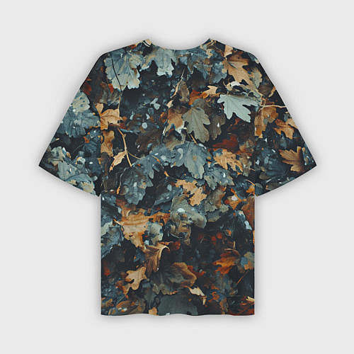Мужская футболка оверсайз Реалистичный камуфляж из сухих листьев / 3D-принт – фото 2