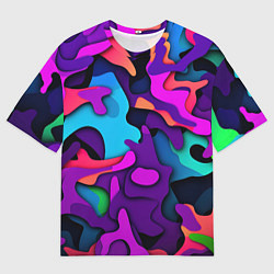 Мужская футболка оверсайз Яркий неоновый камуфляж