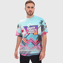 Футболка оверсайз мужская Gta 6 логотип в стиле vice city, цвет: 3D-принт — фото 2