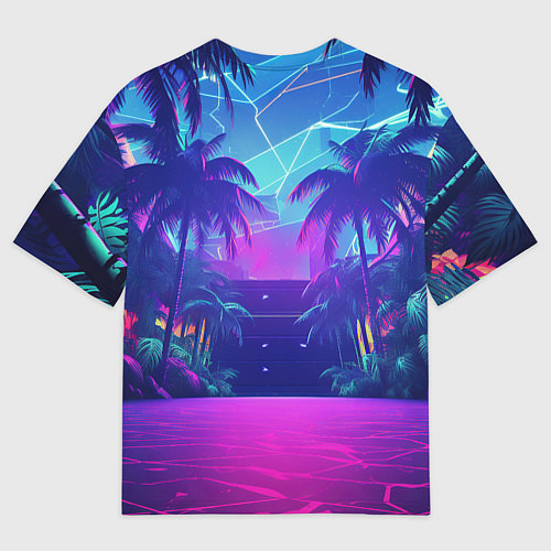 Мужская футболка оверсайз Gta 6 логотип в стиле ночного vice city / 3D-принт – фото 2