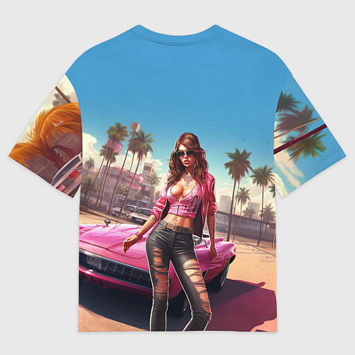 Мужская футболка оверсайз GTA 6 girl logo / 3D-принт – фото 2
