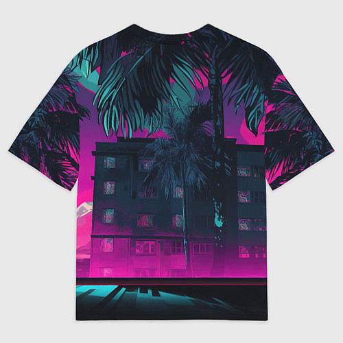 Мужская футболка оверсайз GTA 6 logo night Vice city / 3D-принт – фото 2
