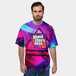Футболка оверсайз мужская GTA 6 logo абстракция, цвет: 3D-принт — фото 2