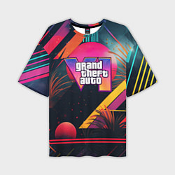 Футболка оверсайз мужская GTA 6 logo абстракция яркая, цвет: 3D-принт