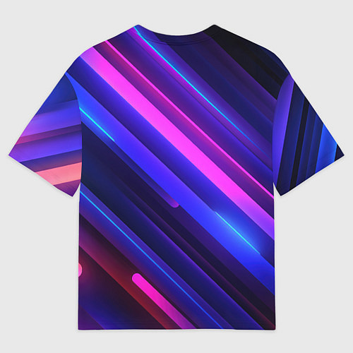 Мужская футболка оверсайз Неоновые яркие абстрактные полосы / 3D-принт – фото 2