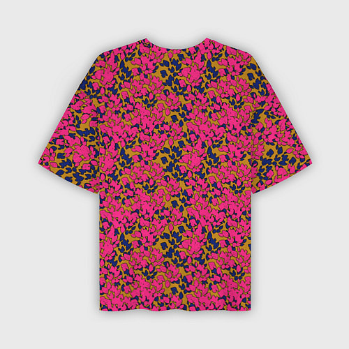 Мужская футболка оверсайз Взаимосвязанные листочки, розового жёлтого и синег / 3D-принт – фото 2