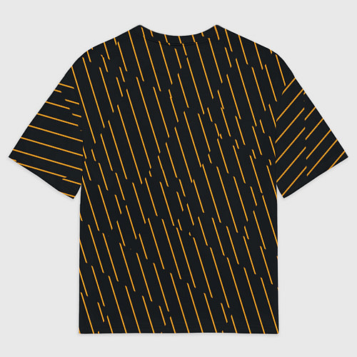 Мужская футболка оверсайз Чёрные полосы и оранжевые полосочки / 3D-принт – фото 2