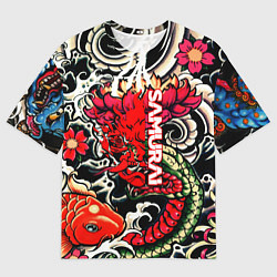 Мужская футболка оверсайз Samurai татуировки