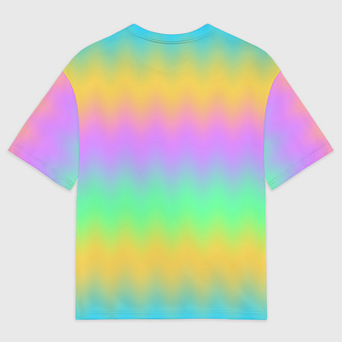 Мужская футболка оверсайз Мягкие неоновые зигзаги / 3D-принт – фото 2