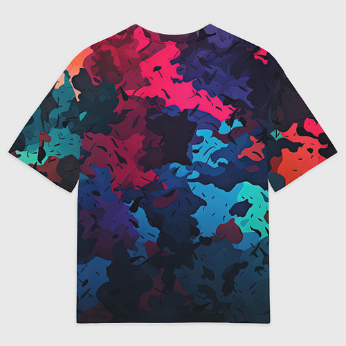 Мужская футболка оверсайз GTA 6 logo яркий неоновый камуфляжный стиль / 3D-принт – фото 2