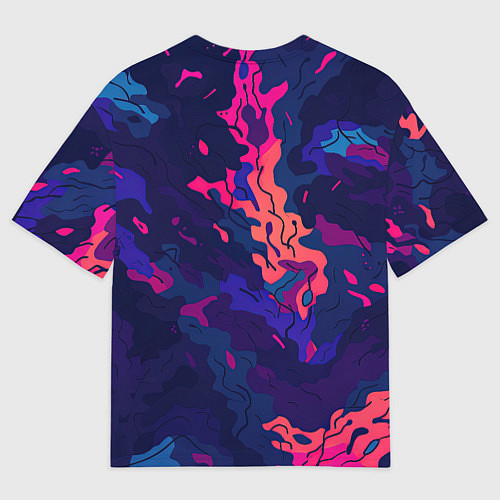 Мужская футболка оверсайз GTA 6 logo яркий неоновый камуфляжный стиль / 3D-принт – фото 2