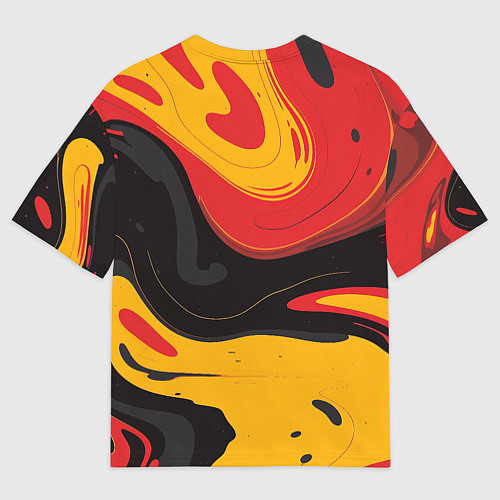 Мужская футболка оверсайз Красные желтые оранжевые пятна краски / 3D-принт – фото 2